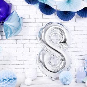 Foil Balloon Number ''8'', 86cm, silver