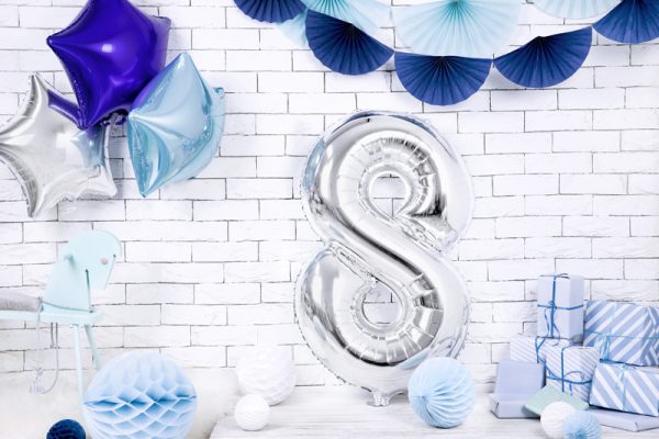 Foil Balloon Number ''8'', 86cm, silver