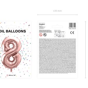 Foil Balloon Number ''8'', 86cm, rose gold