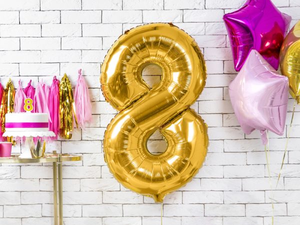 Foil Balloon Number ''8'', 86cm, gold