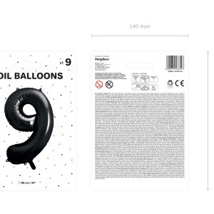 Foil Balloon Number ''9'', 86cm, black