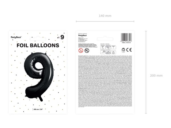 Foil Balloon Number ''9'', 86cm, black