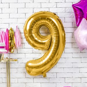 Foil Balloon Number ''9'', 86cm, gold