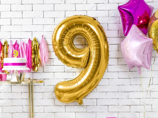 Foil Balloon Number ''9'', 86cm, gold