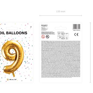 Foil Balloon Number ''9'', 86cm, gold