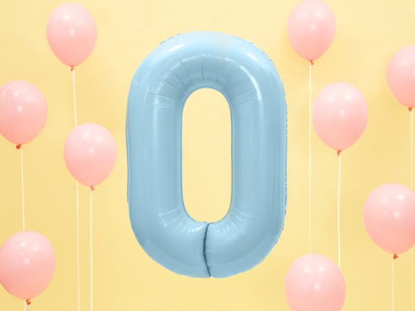 Foil Balloon Number ''0'', 86cm, light blue