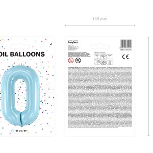 Foil Balloon Number ''0'', 86cm, light blue