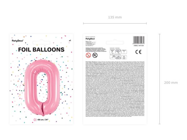 Foil Balloon Number ''0'', 86cm, pink