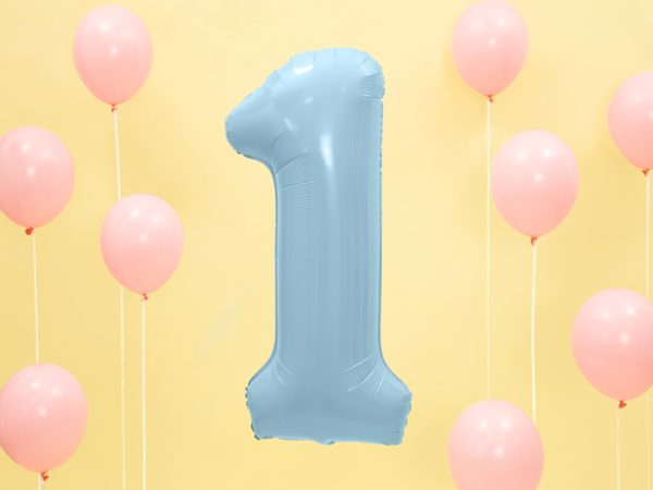 Foil Balloon Number ''1'', 86cm, light blue