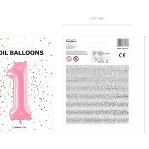 Foil Balloon Number ''1'', 86cm, pink