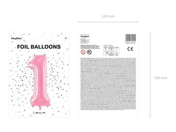 Foil Balloon Number ''1'', 86cm, pink