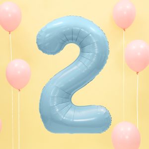 Foil Balloon Number ''2'', 86cm, light blue