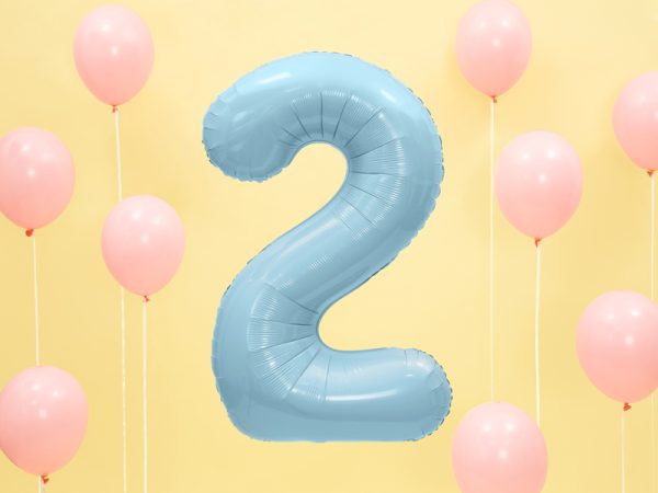 Foil Balloon Number ''2'', 86cm, light blue