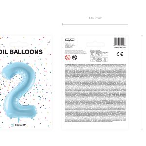 Foil Balloon Number ''2'', 86cm, light blue