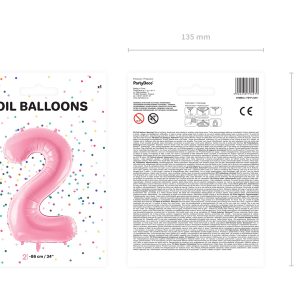 Foil Balloon Number ''2'', 86cm, pink