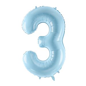 Foil Balloon Number ''3'', 86cm, light blue