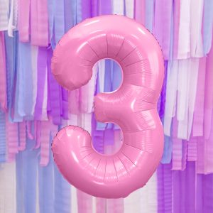 Foil Balloon Number ''3'', 86cm, pink