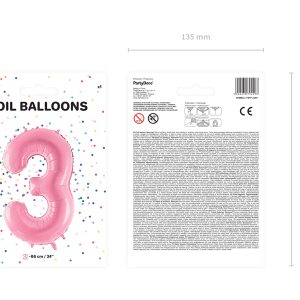 Foil Balloon Number ''3'', 86cm, pink