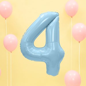 Foil Balloon Number ''4'', 86cm, light blue
