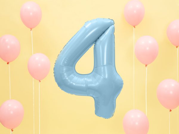 Foil Balloon Number ''4'', 86cm, light blue