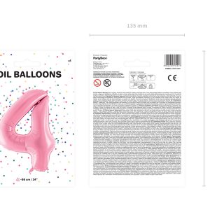 Foil Balloon Number ''4'', 86cm, pink