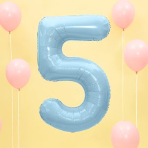 Foil Balloon Number ''5'', 86cm, light blue