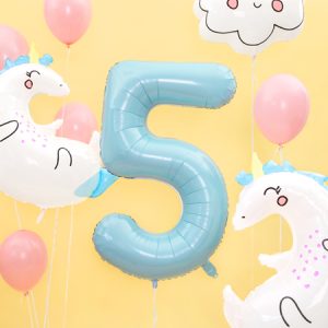 Foil Balloon Number ''5'', 86cm, light blue