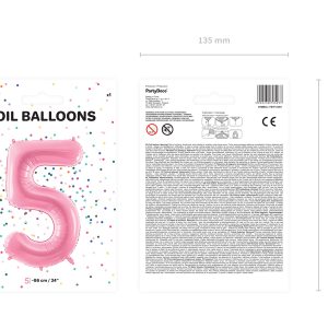 Foil Balloon Number ''5'', 86cm, pink