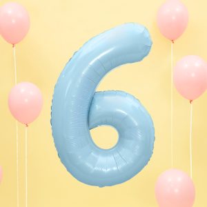 Foil Balloon Number ''6'', 86cm, light blue