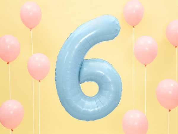 Foil Balloon Number ''6'', 86cm, light blue