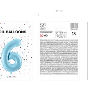 Foil Balloon Number ''6'', 86cm, light blue
