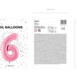 Foil Balloon Number ''6'', 86cm, pink