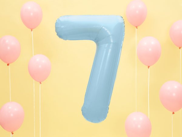 Foil Balloon Number ''7'', 86cm, light blue