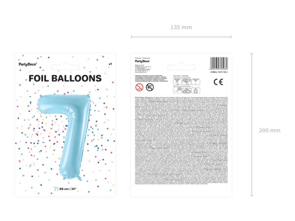 Foil Balloon Number ''7'', 86cm, light blue