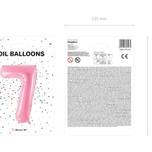Foil Balloon Number ''7'', 86cm, pink