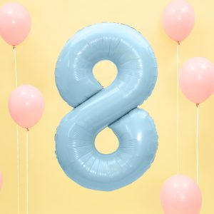 Foil Balloon Number ''8'', 86cm, light blue