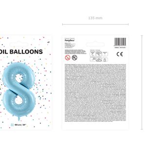 Foil Balloon Number ''8'', 86cm, light blue