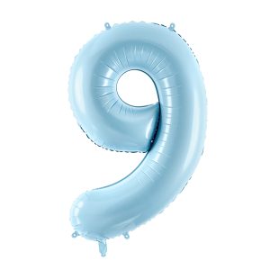 Foil Balloon Number ''9'', 86cm, light blue