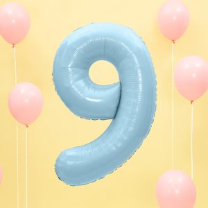 Foil Balloon Number ''9'', 86cm, light blue