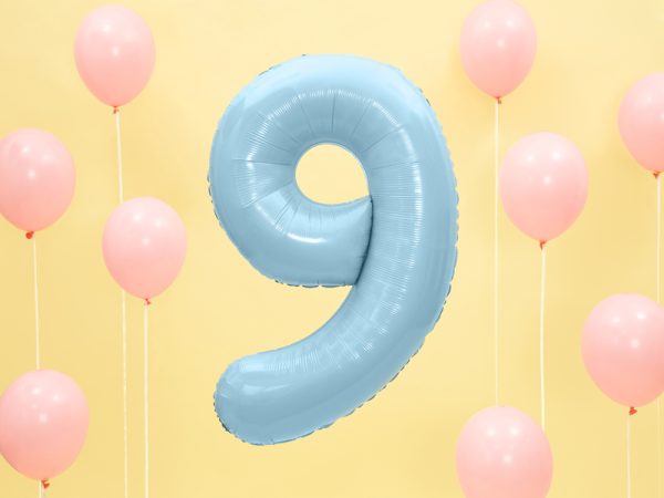 Foil Balloon Number ''9'', 86cm, light blue