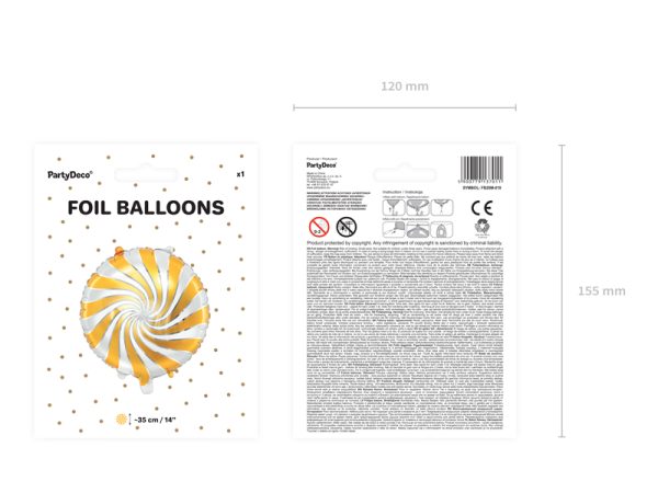Foil balloon Candy, 35cm, gold