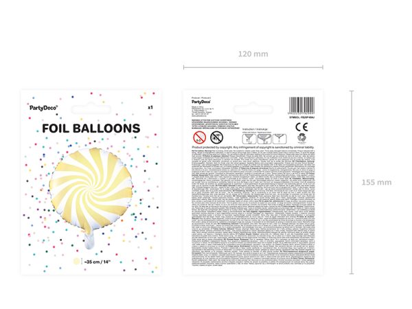 Foil balloon Candy, 35cm, light yellow