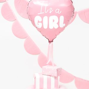Foil Balloon Heart - It's a girl, 45cm, light pink