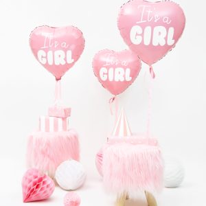 Foil Balloon Heart - It's a girl, 45cm, light pink