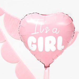 Foil Balloon Heart - It's a girl, 45cm, light pink