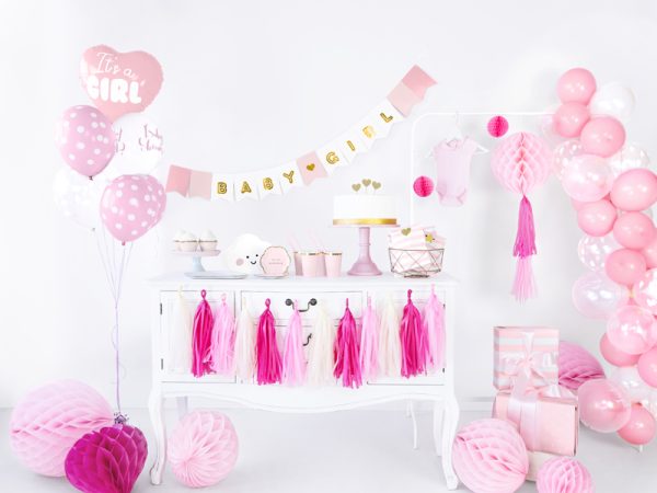 Foil Balloon Heart - It's a girl, 45cm, light pink