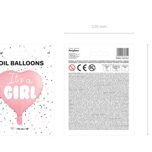 Foil Balloon Heart - It's a girl, 45cm, light pink