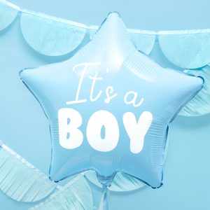 Foil Balloon Star - It's a boy, 48cm, light blue