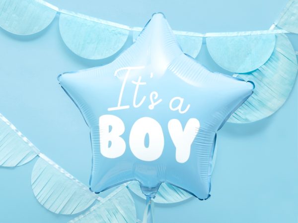 Foil Balloon Star - It's a boy, 48cm, light blue
