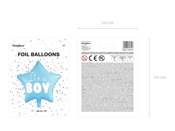 Foil Balloon Star - It's a boy, 48cm, light blue
